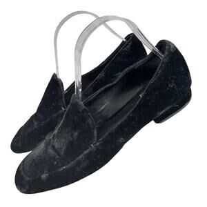 NINE WEST! LUXURIOUS BLACK VELVETEEN "NO HEEL" SLIPPER STYLE LOAFERS! SZ 8.5M